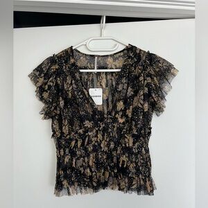 Free People Smocked Waist Floral Blouse - Size XS